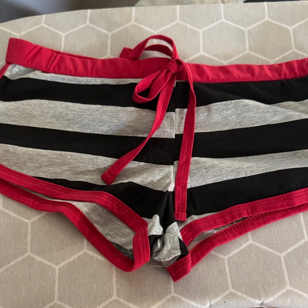 Women's Athletic Striped Shorts with Red Trim